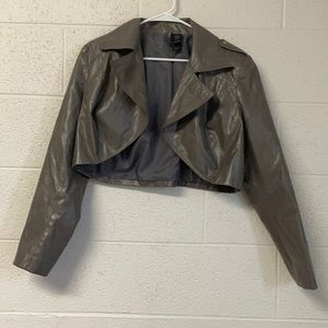 Bisou Bisou Gray Open Front Cropped Jacket